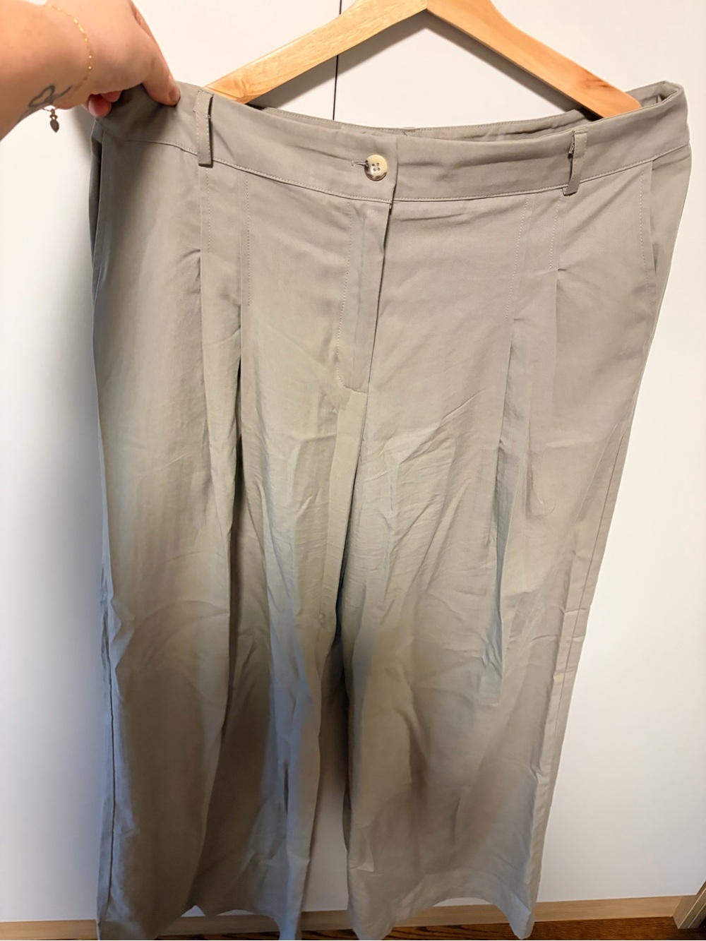 Anthropologie Wide-Leg High-Rise Pants in Light Taupe